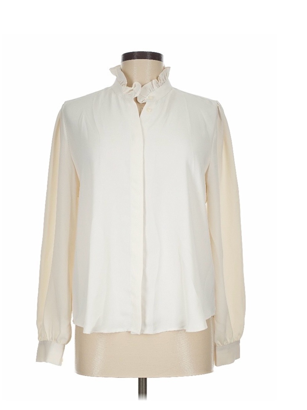 Ann Taylor Ivory Ruffle-Collar Blouse